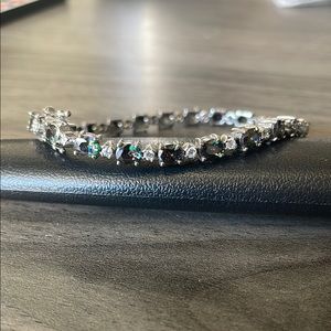 Sterling Silver Purple & Green Duochrome Gem Bracelet